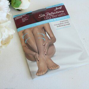Vintage 1990s 2000s Pantyhose, New NOS, Hanes Barely Black, Size A-B, Silk Refle